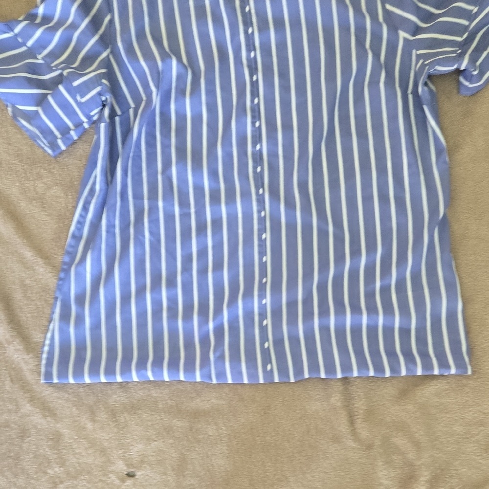 Banana Republic Blue White Striped Ruffle Sleeve Blouse Top Large - Picture 5 of 8